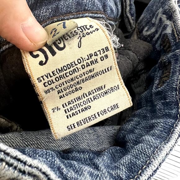 MISS ME JP4738 Women's Fleur De Lis Boot Cut Distressed Jeans Med Wash 27 - Picture 8 of 16